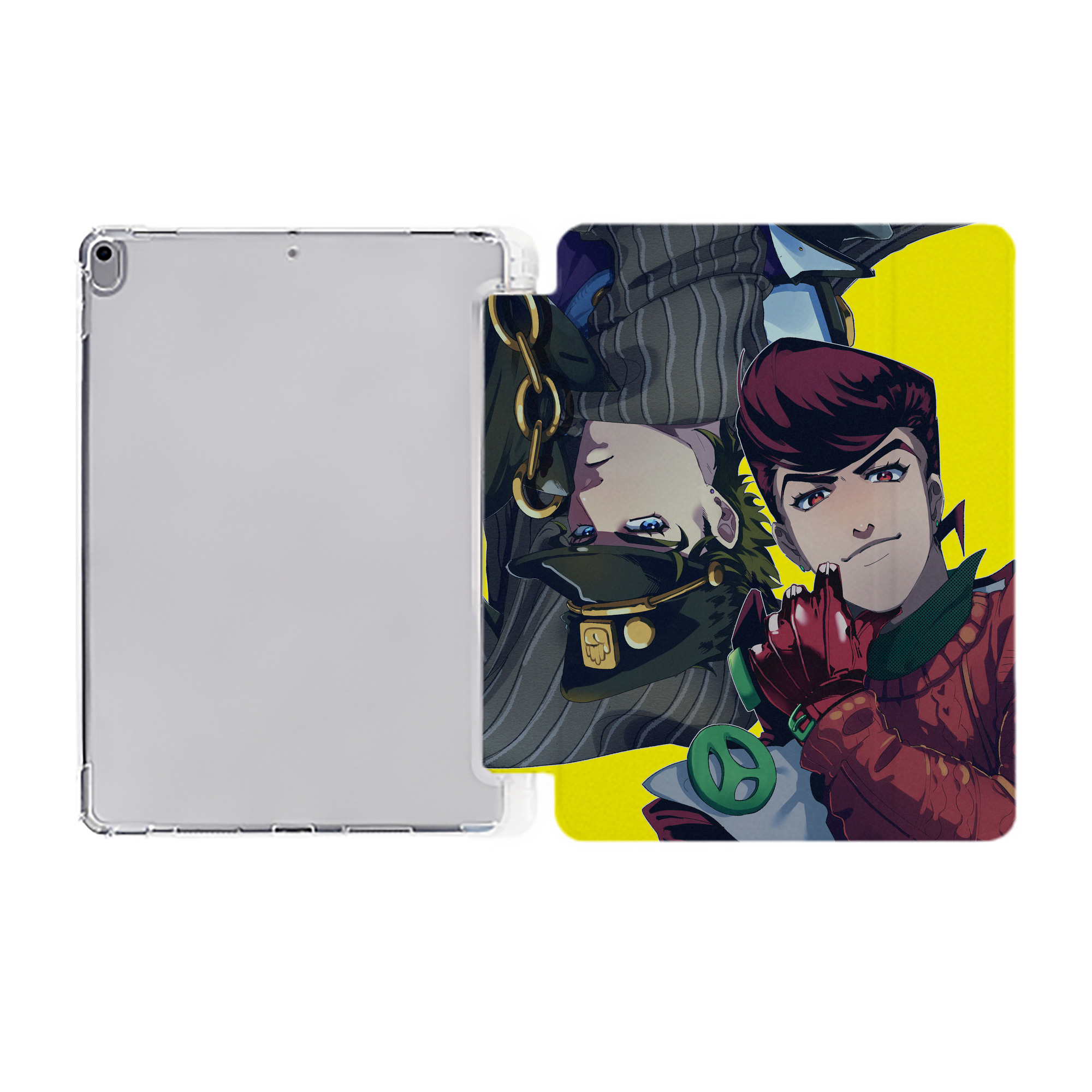 （画像用） ジョジョの奇妙な冒険 JoJo's Bizarre Adventure IPad ケース ペン収納付き 三つ折りスタンド PUレザー×シリコン 対応機種9.5/10.5/10.9インチ